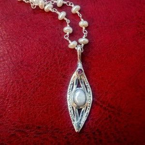 Sterling silver and pearl necklace